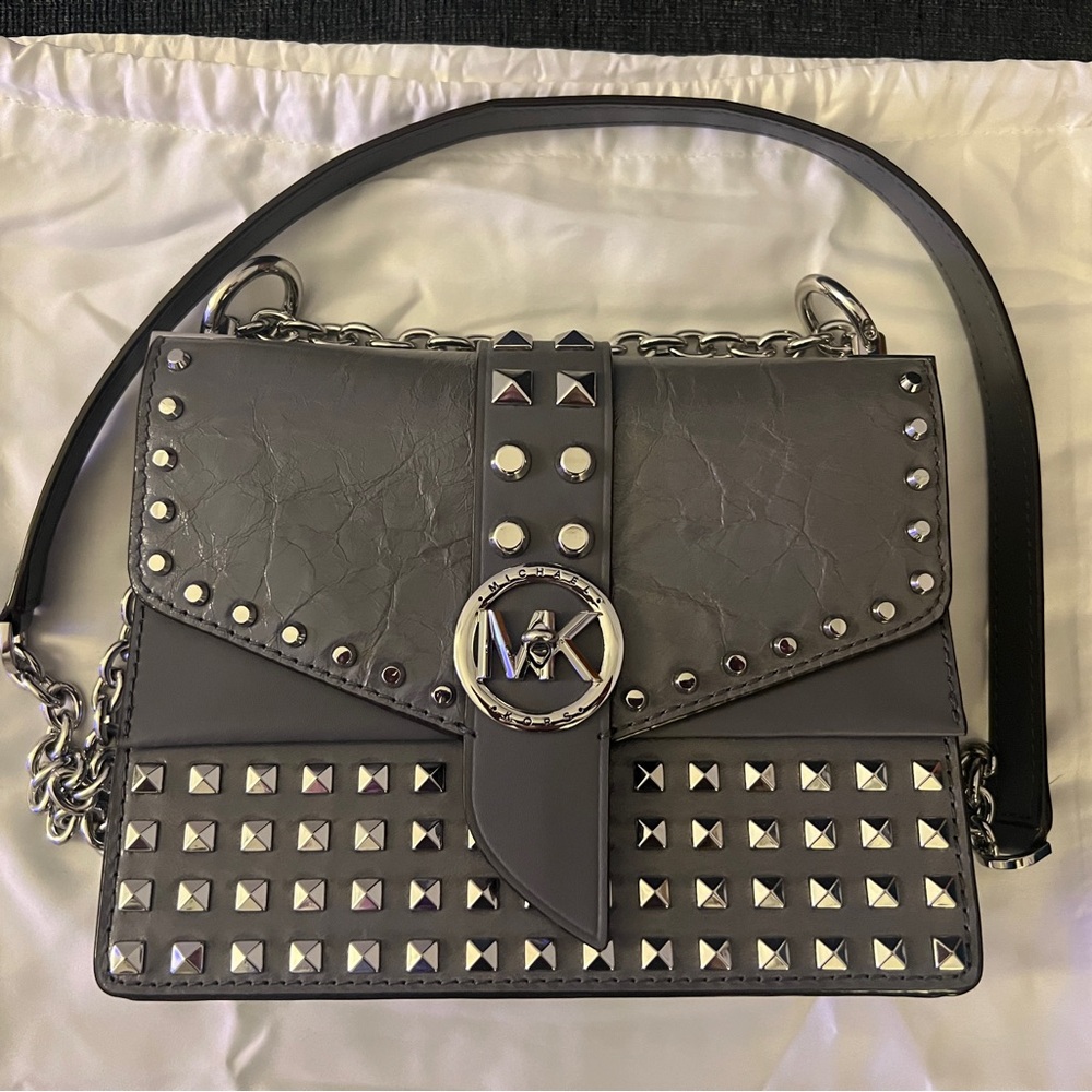 Michael Kors Grey Studded Shoulder Bag